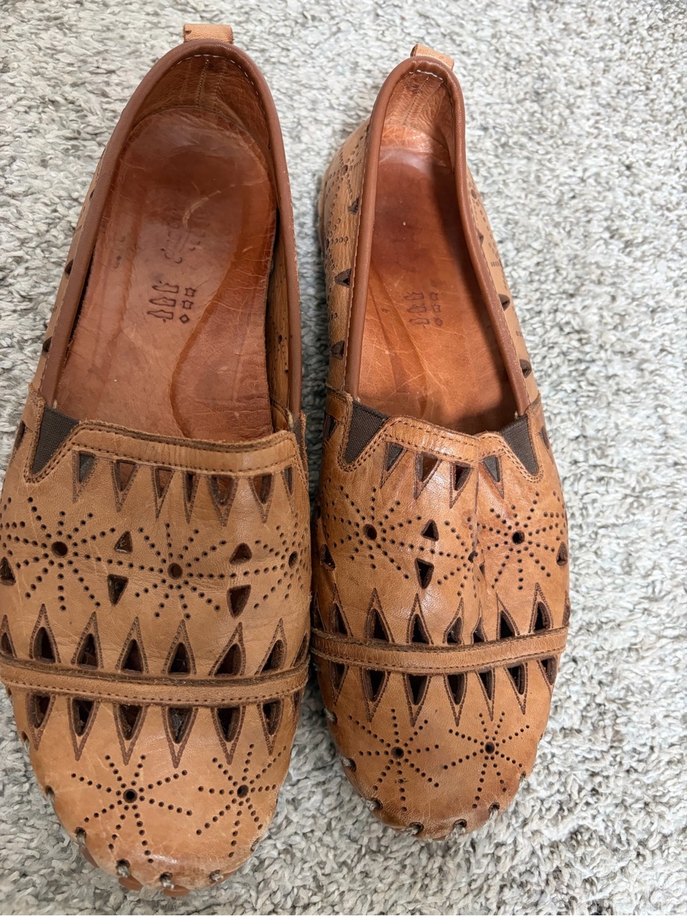 Spring Step Tan Perforated Leather Slip-Ons - Picture 2 of 5